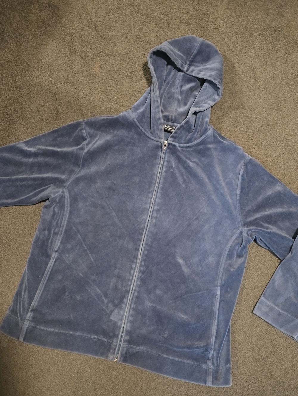 Bobbie Brooks Slate Blue Velour Zip-Up Hoodie